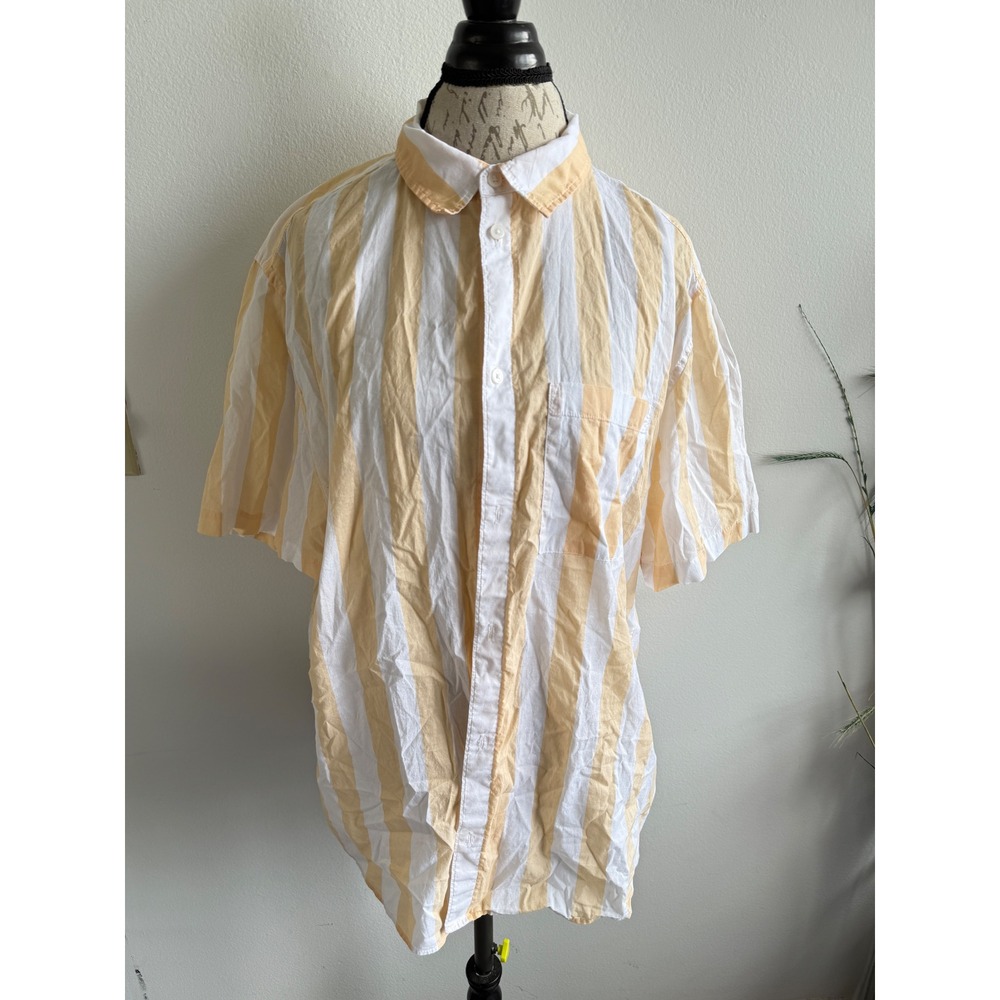 H&M Mens‎ XL Striped Shirt Short Sleeve Button Down Regular Fit Casual